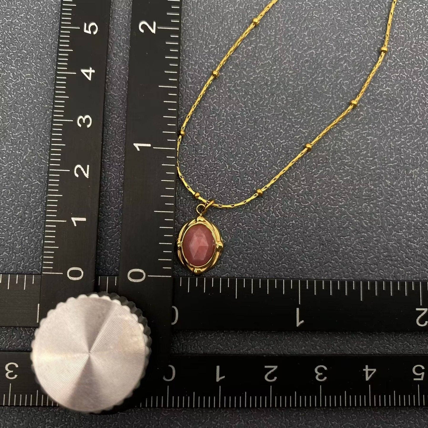 Oval Pink Stone Necklace
