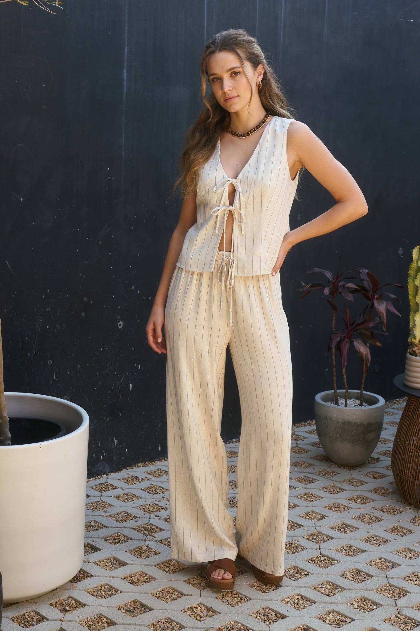 Serinda Stripe Cream Vest