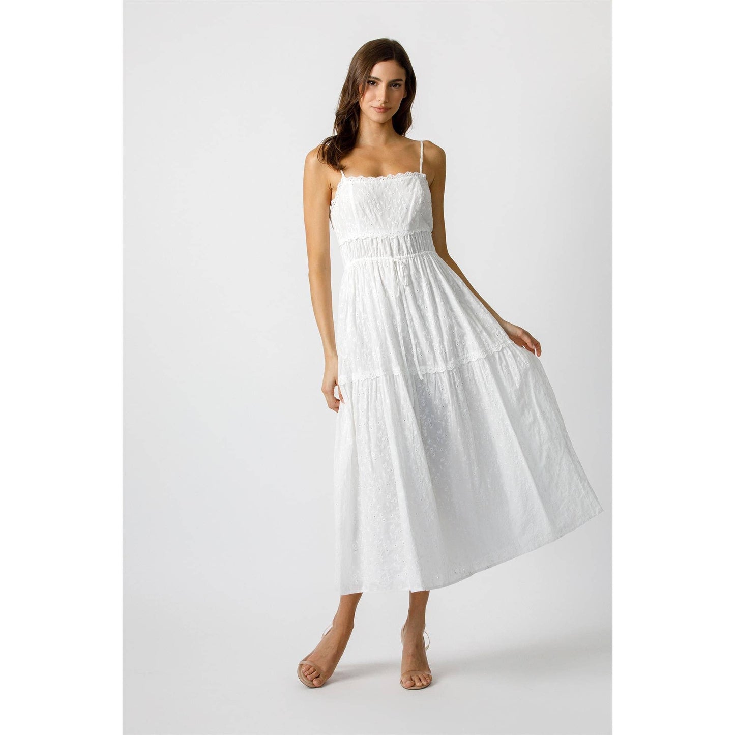 Kirsten Floral White Midi Dress
