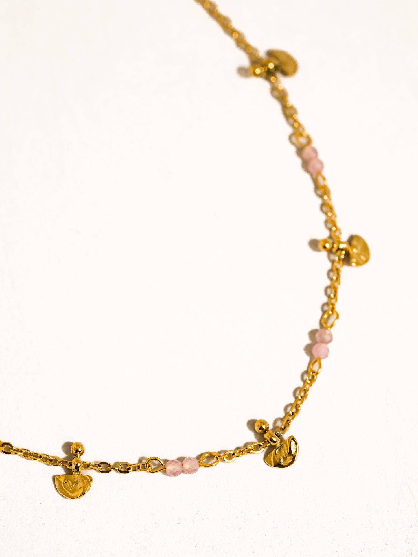 Pink Beaded Charm Chain Necklace