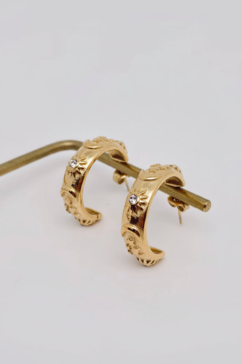 Embossed Star/Moon Earring