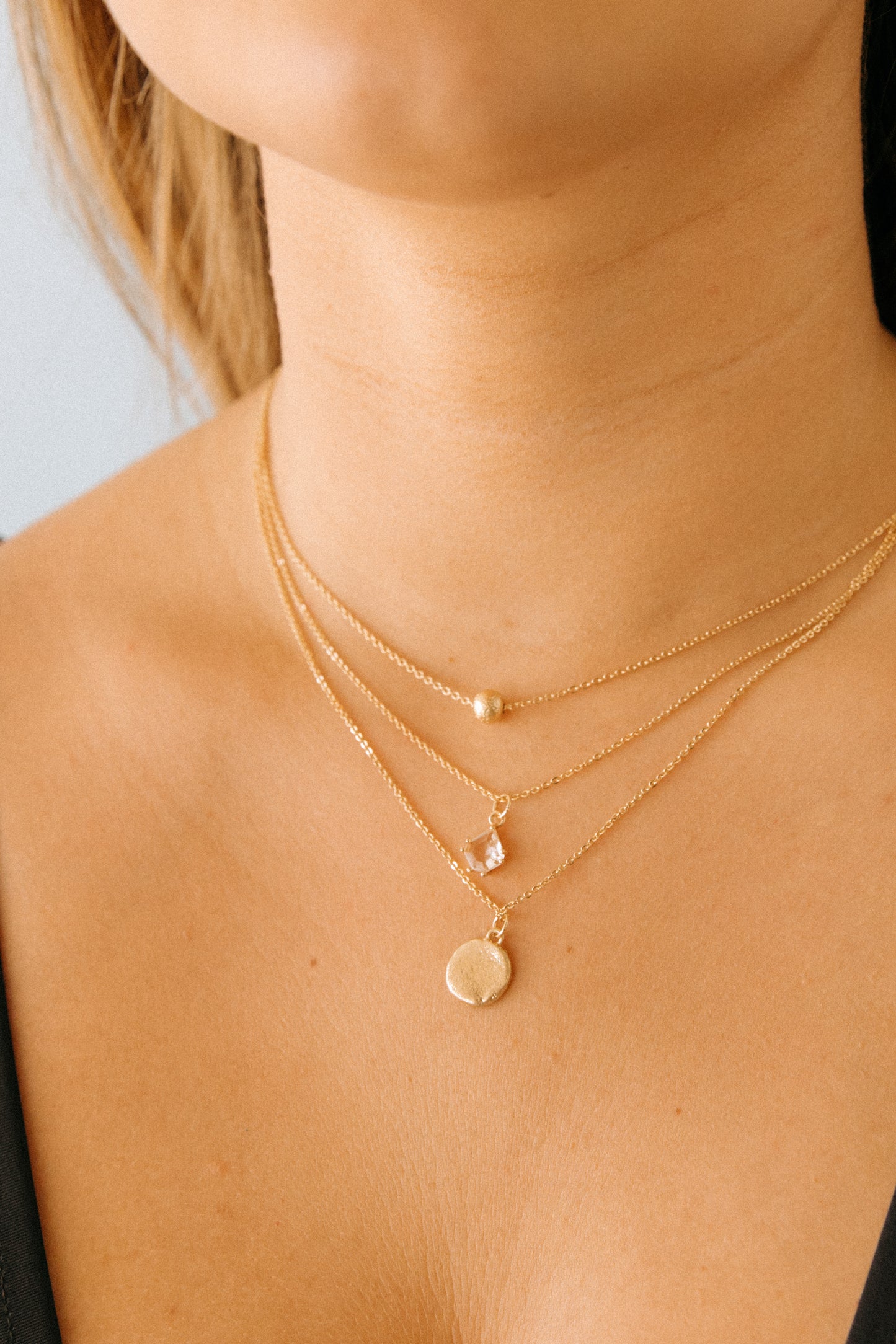 Textured Metal & Triple Layer Necklace