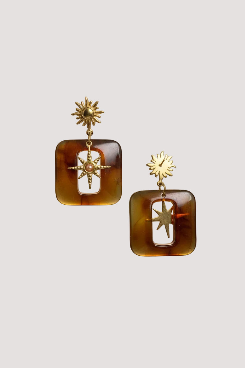 Sun Star Resin Earring