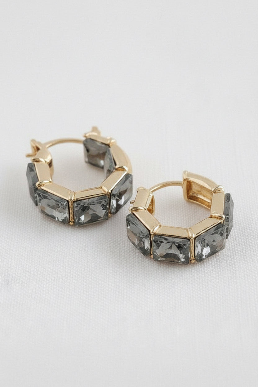 Square CZ Huggie Earring