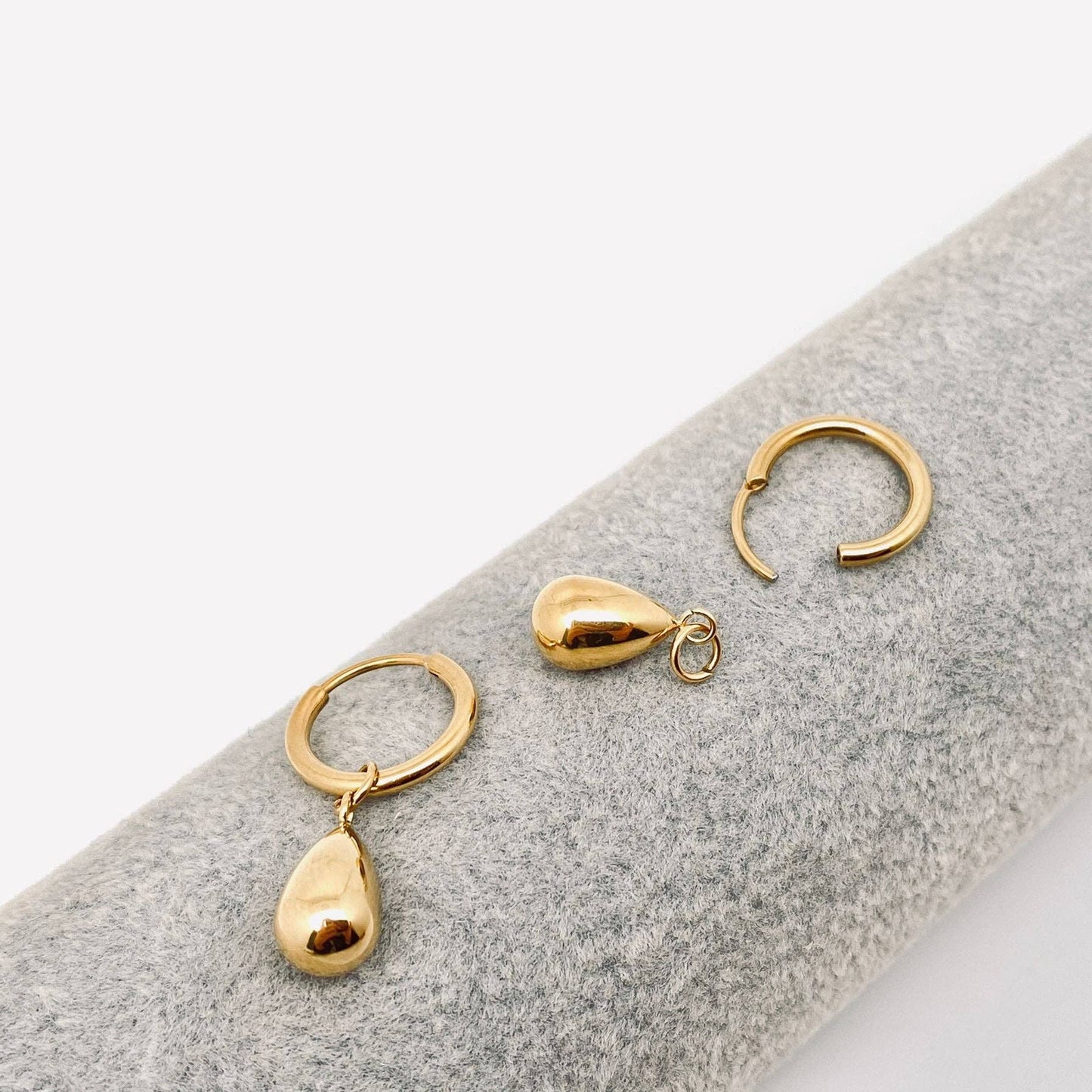 Gold Teardrop Charm Huggie