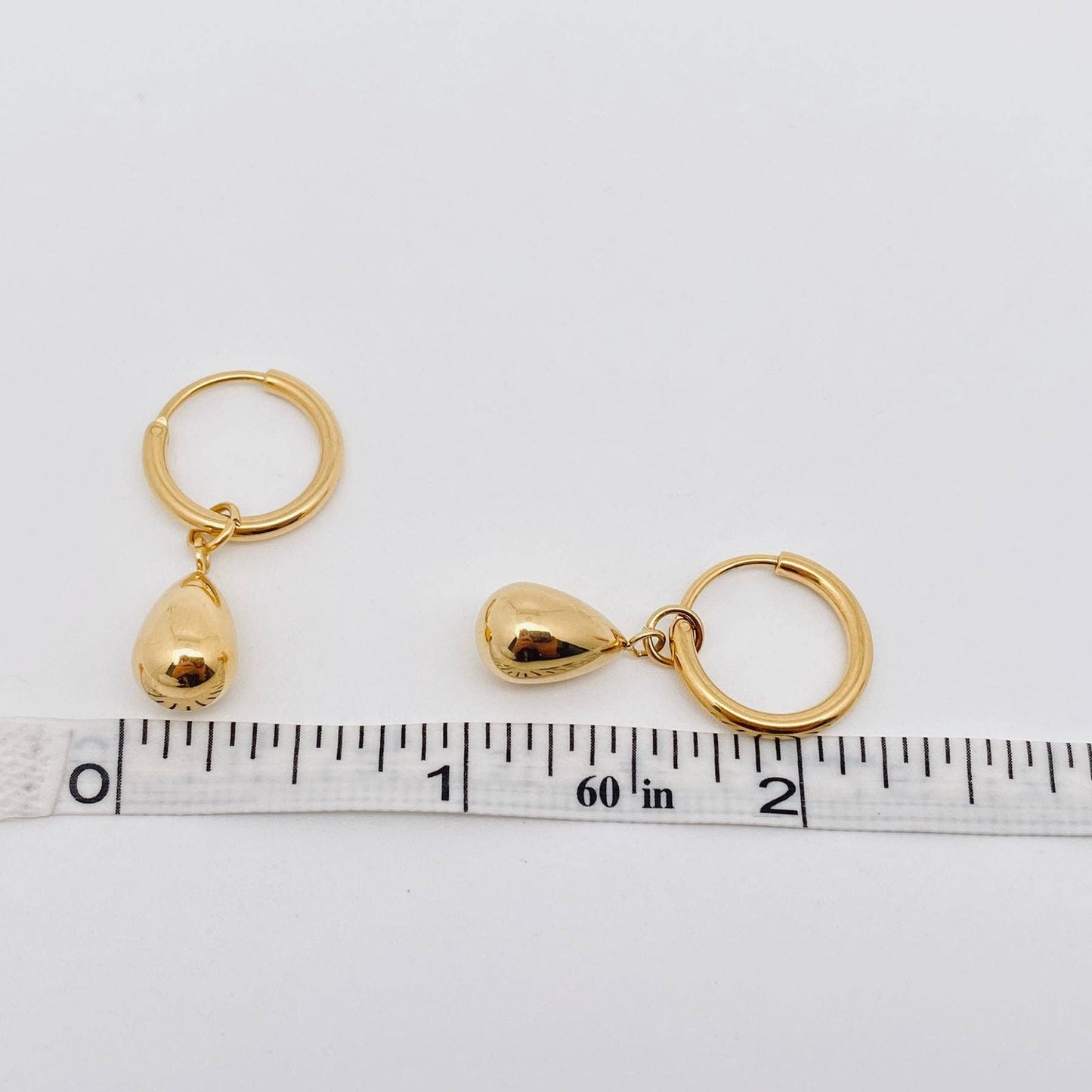 Gold Teardrop Charm Huggie