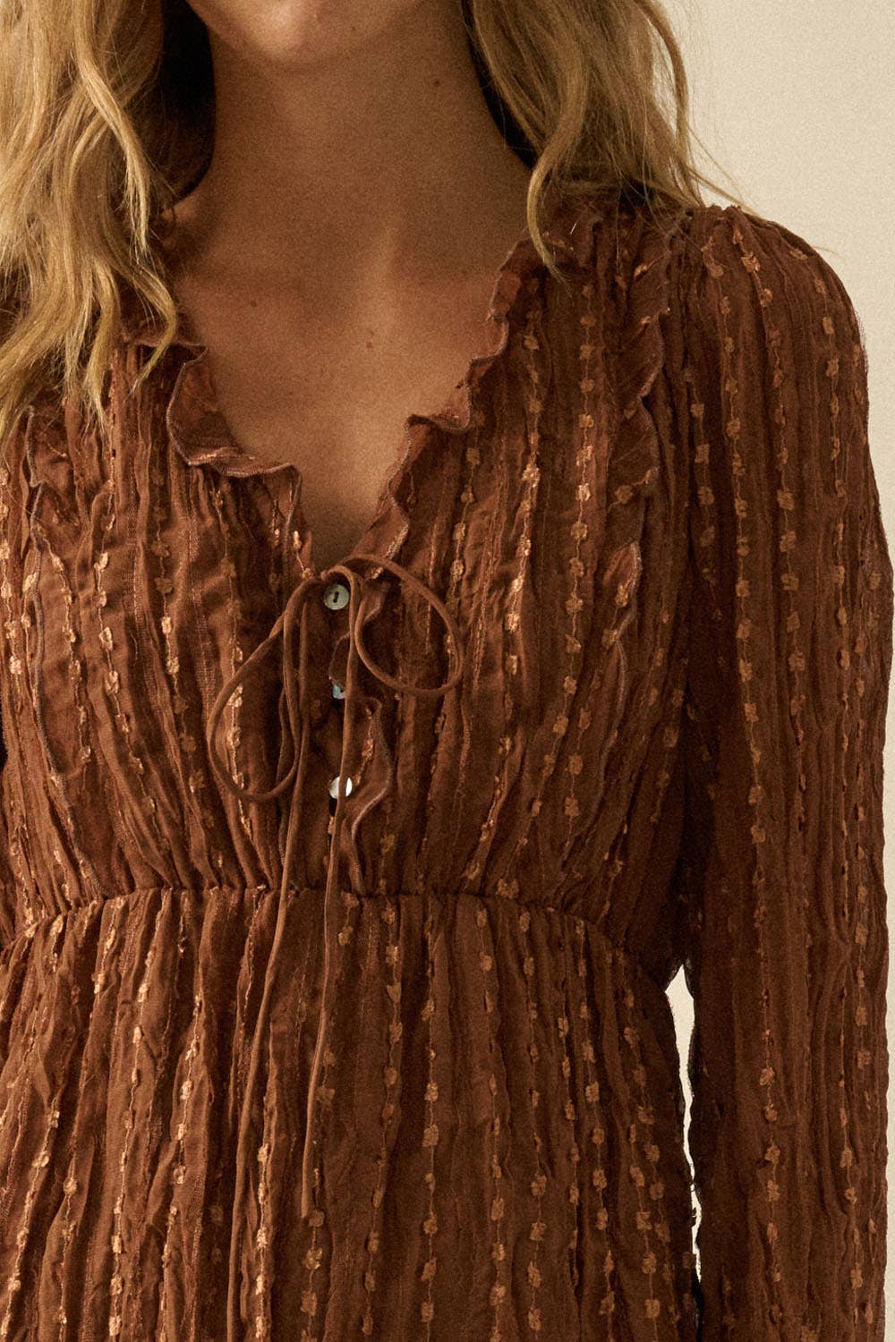 Carly Chiffon Brown Dress