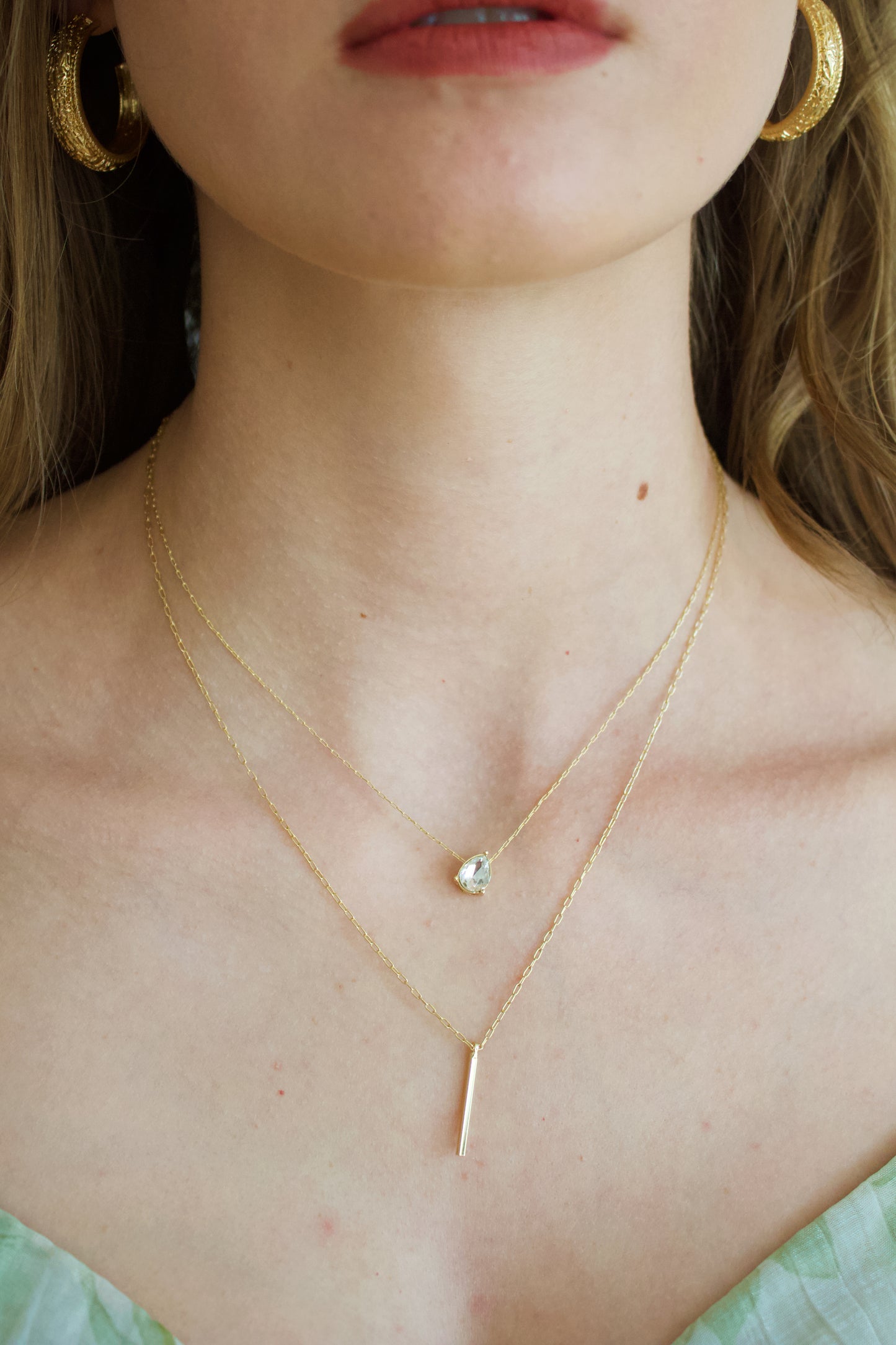 Teardrop & Bar Charm Necklace