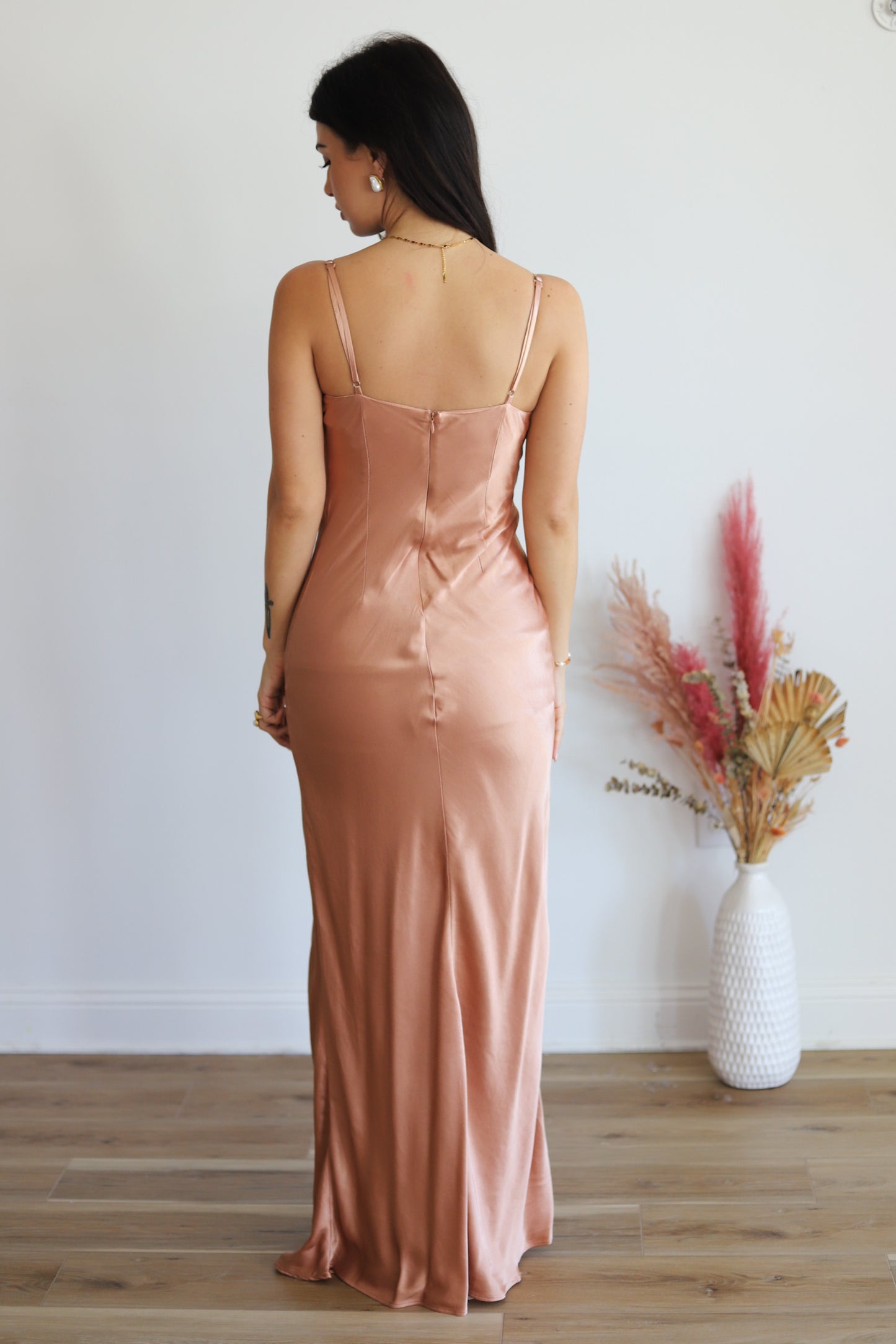 Anyanka Orange Satin Maxi