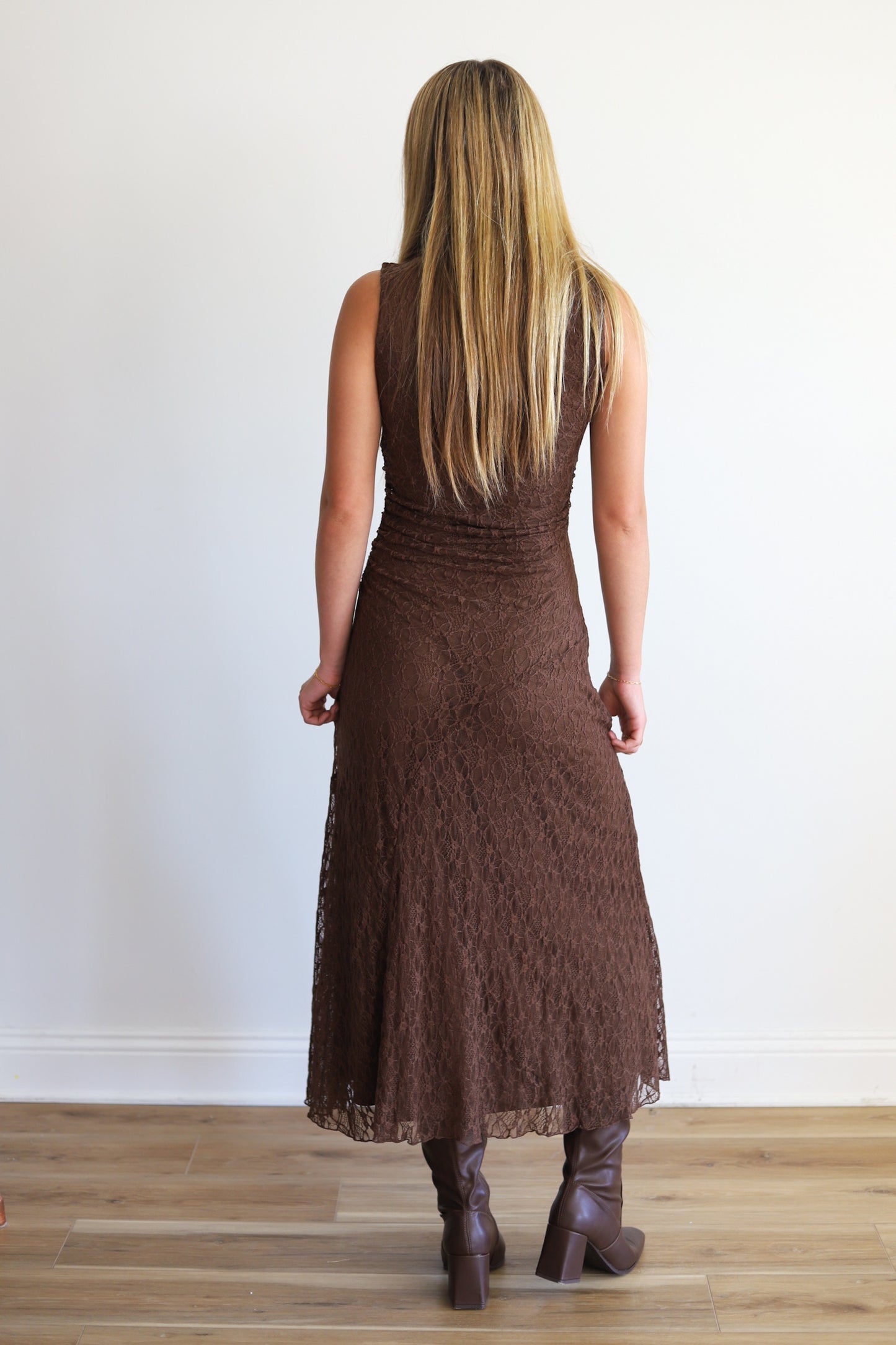 Barbra Lace Brown Maxi