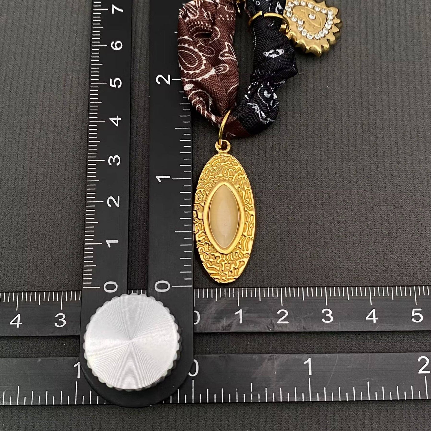 Black and Brown Scarf Charm Necklace