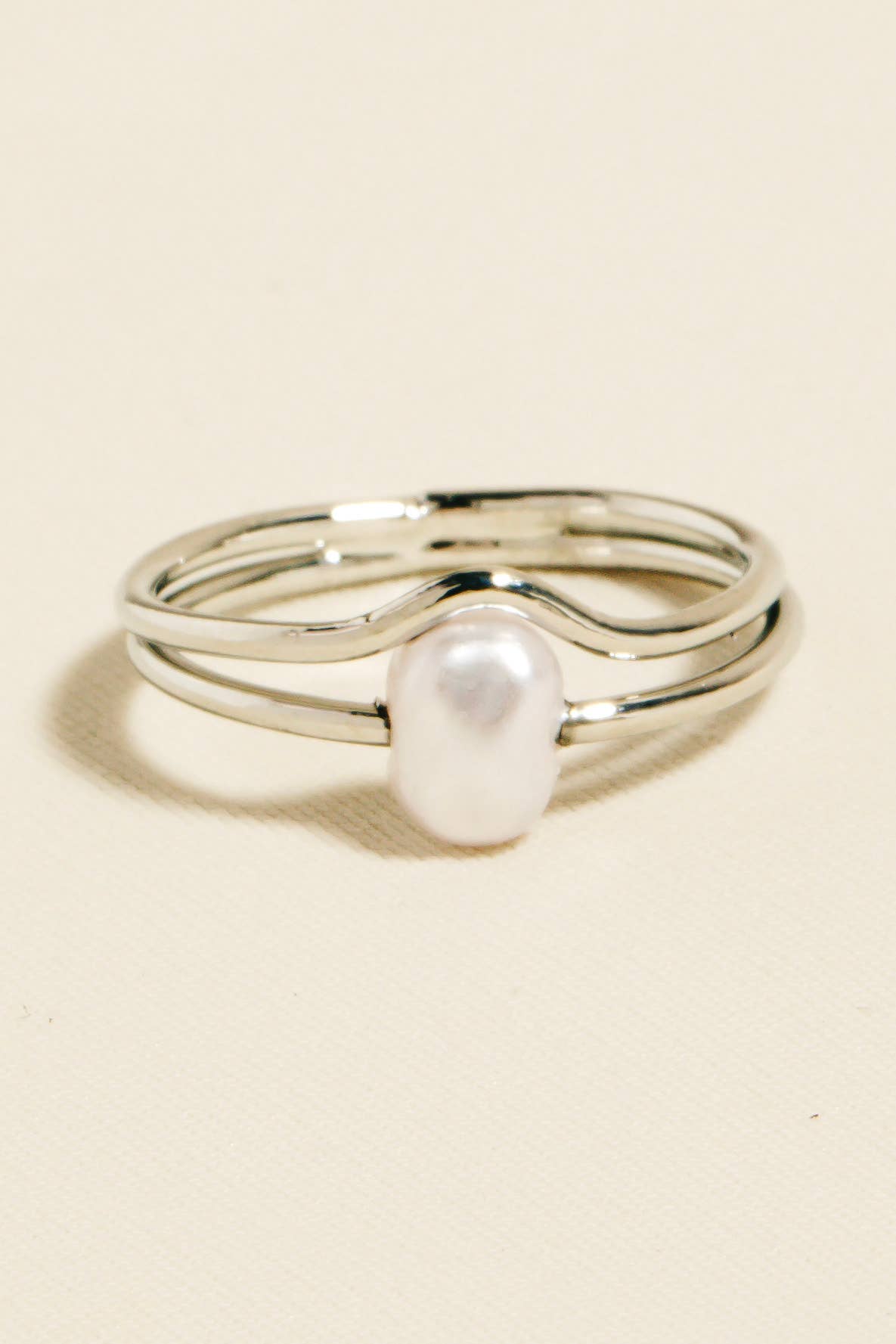 Pearl Charm Silver Ring