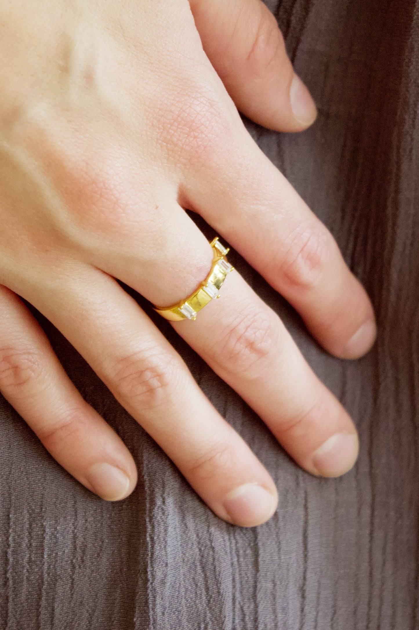 Baguette Gold Metal Ring