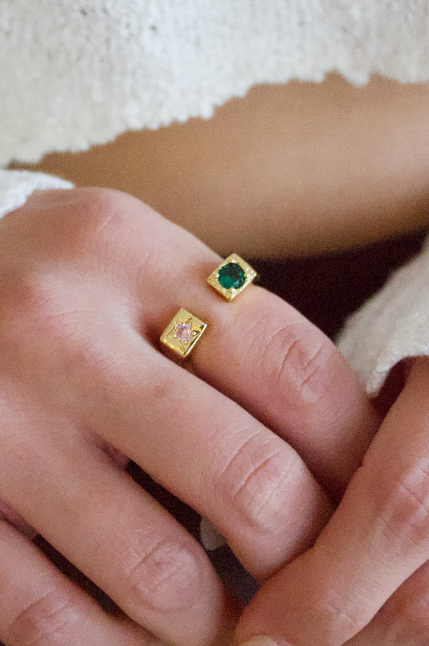 Star & Round Stone Open Ring