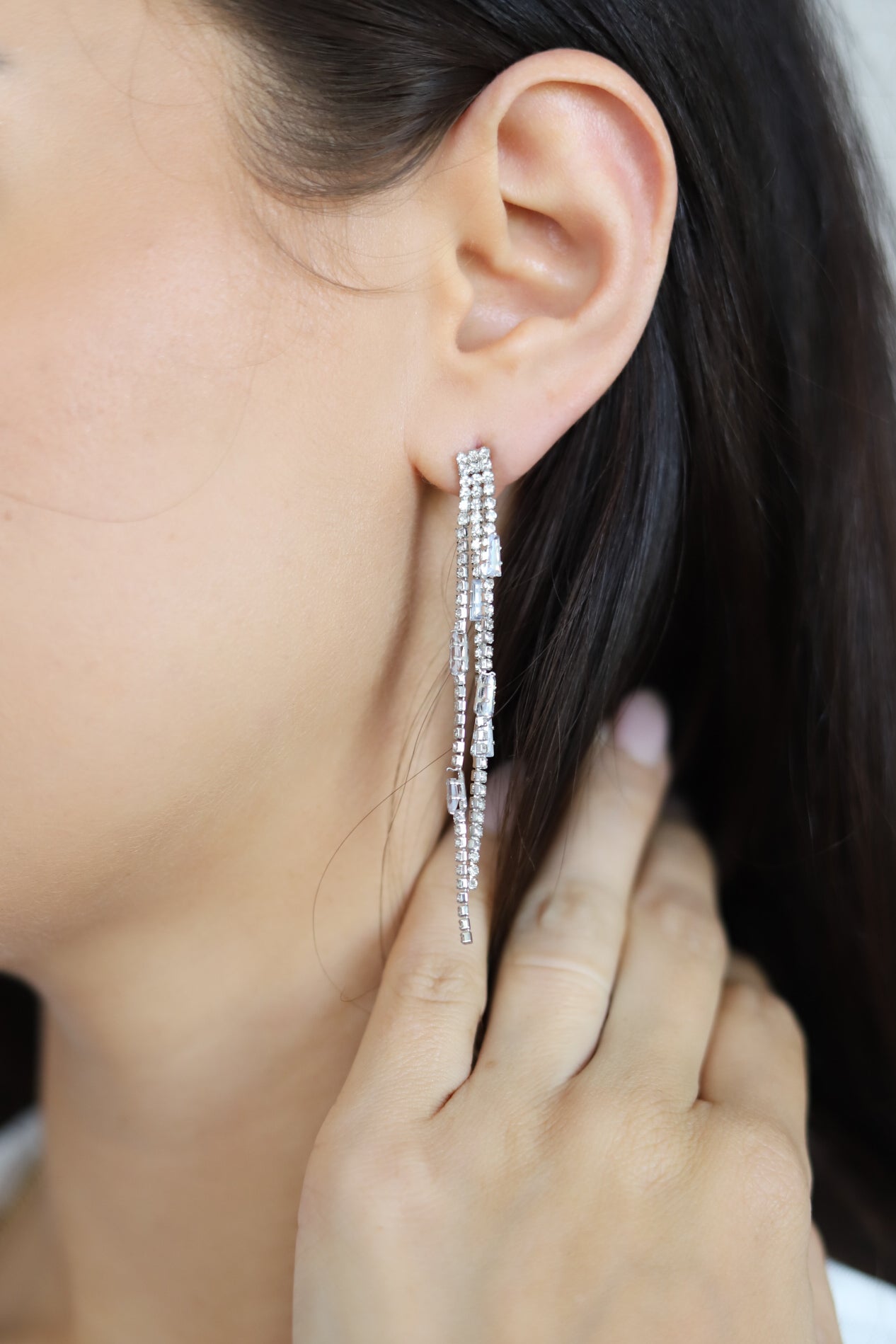 Chain Rhinestone Fringe Erarring