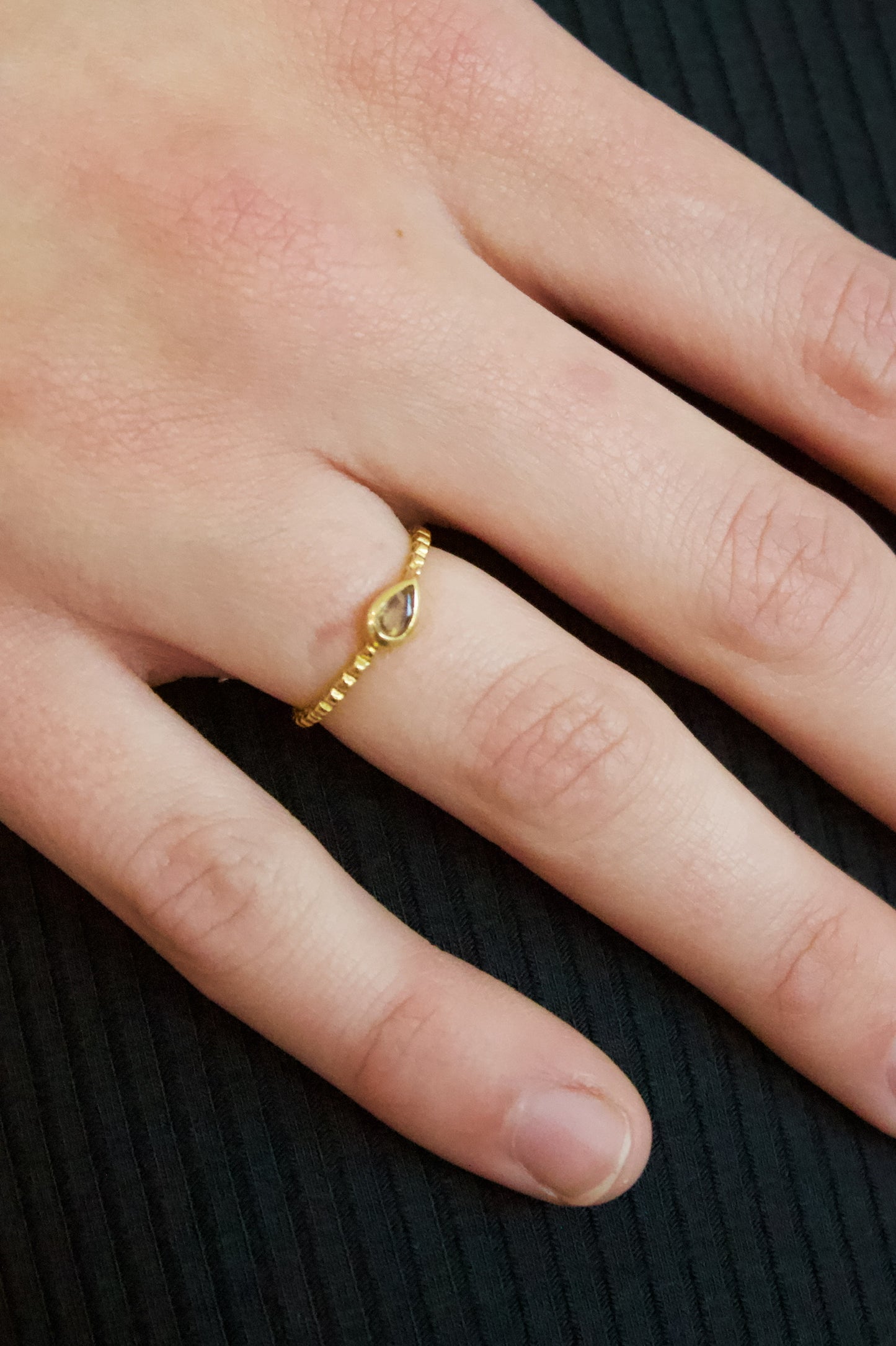 Brass Citrine Teardrop Ring