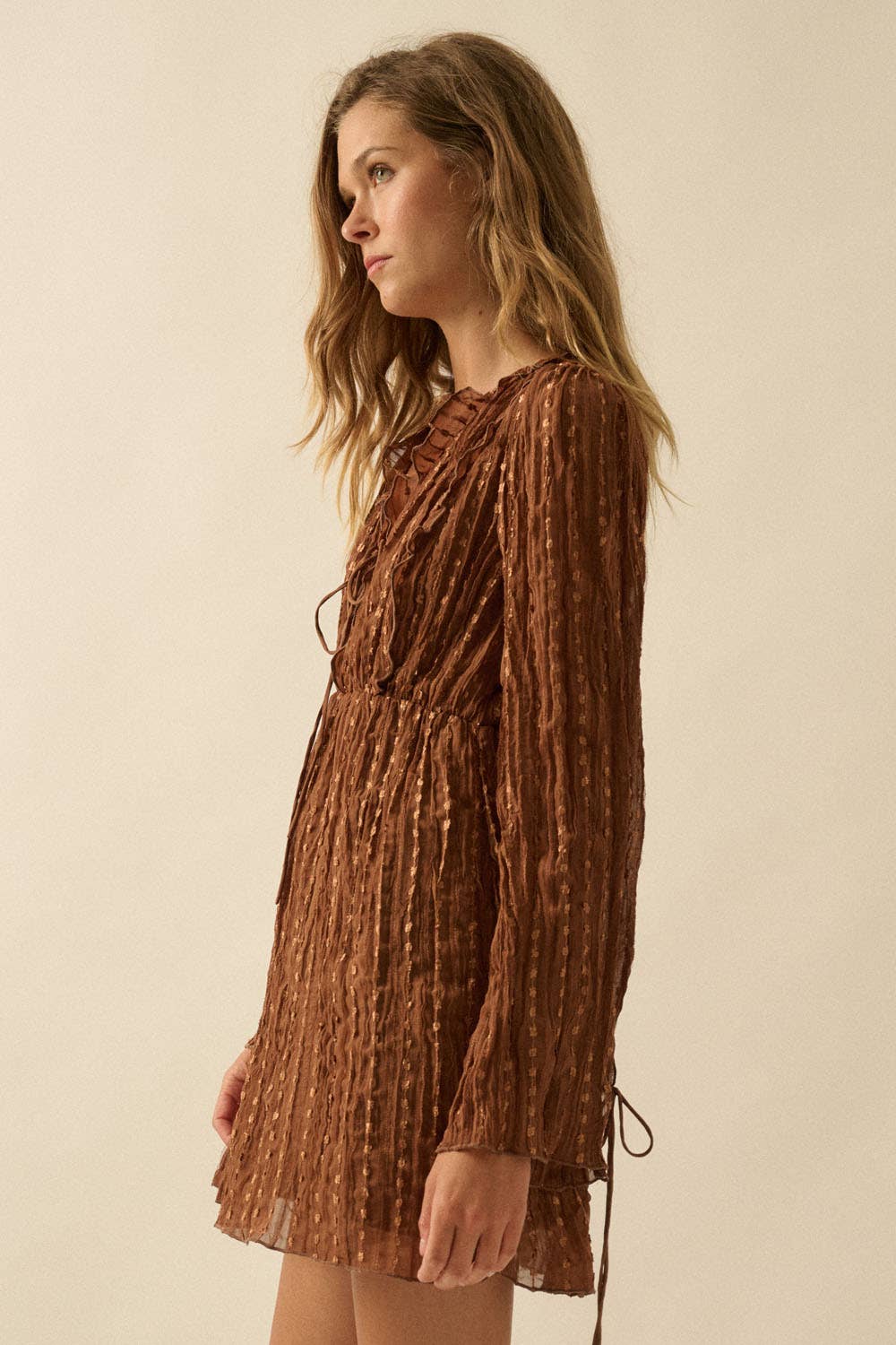 Carly Chiffon Brown Dress