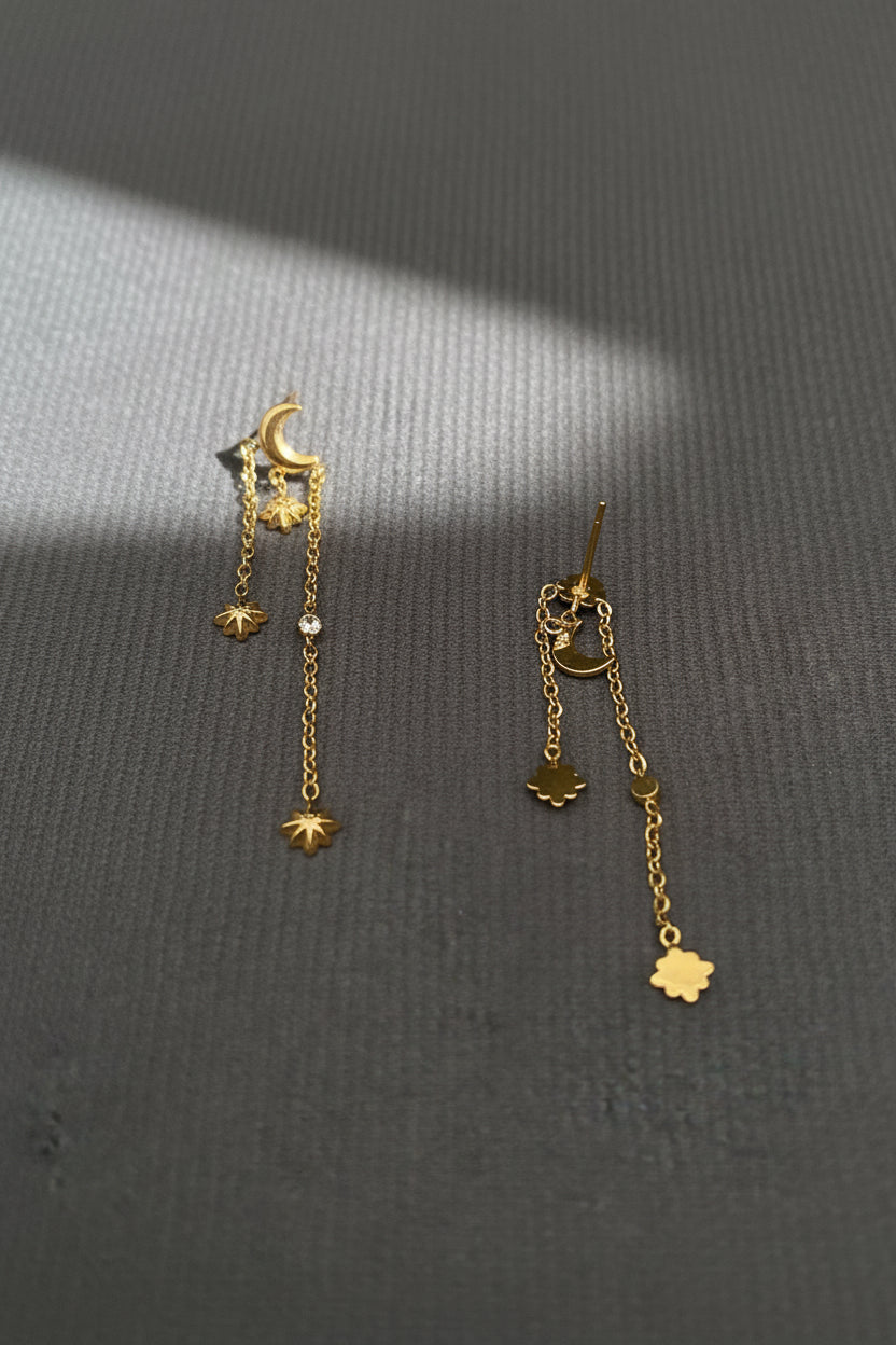Moon/Star Chain Earring