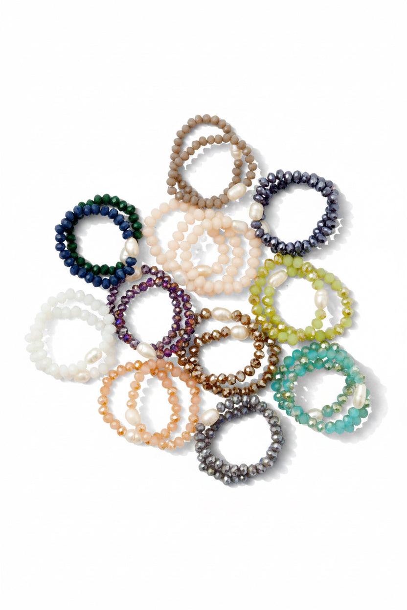 Crystal Beaded Pearl Ring