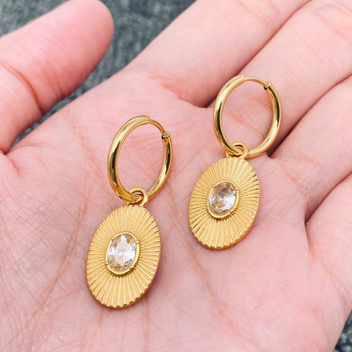 Burst Oval CZ Earring