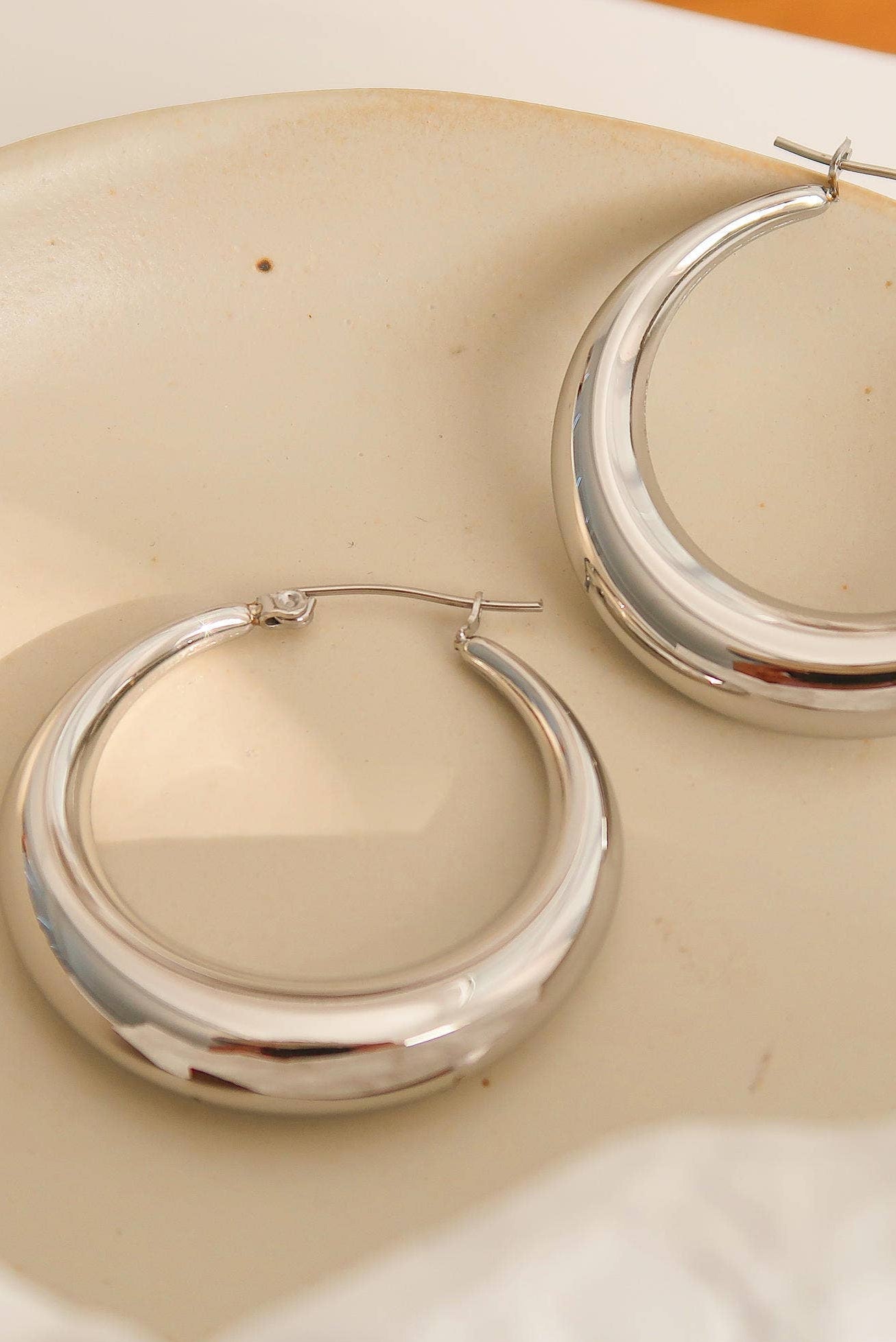 Classic Large Silver Hoop Earring