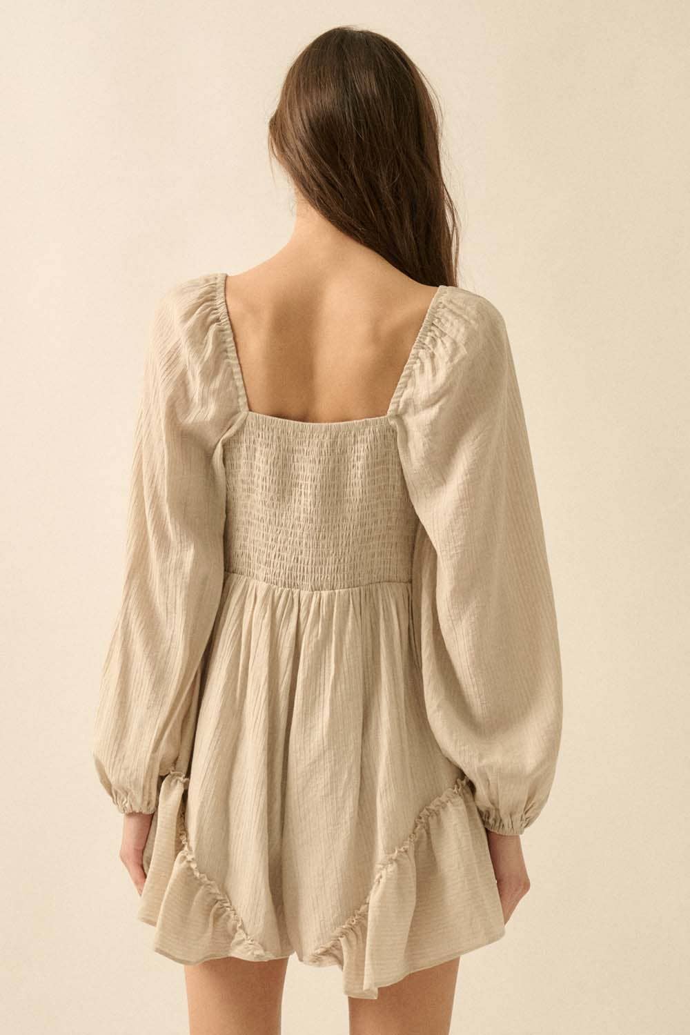 Kristin Ruffle Cream Romper