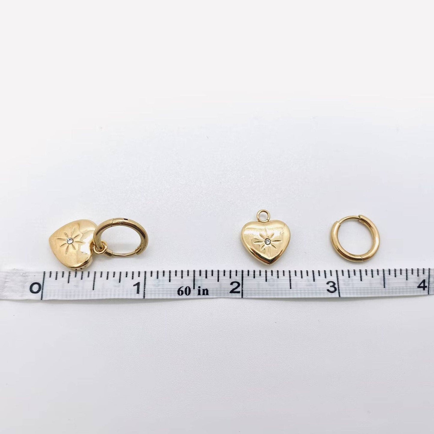 Heart Starburst Gold Huggie Earring