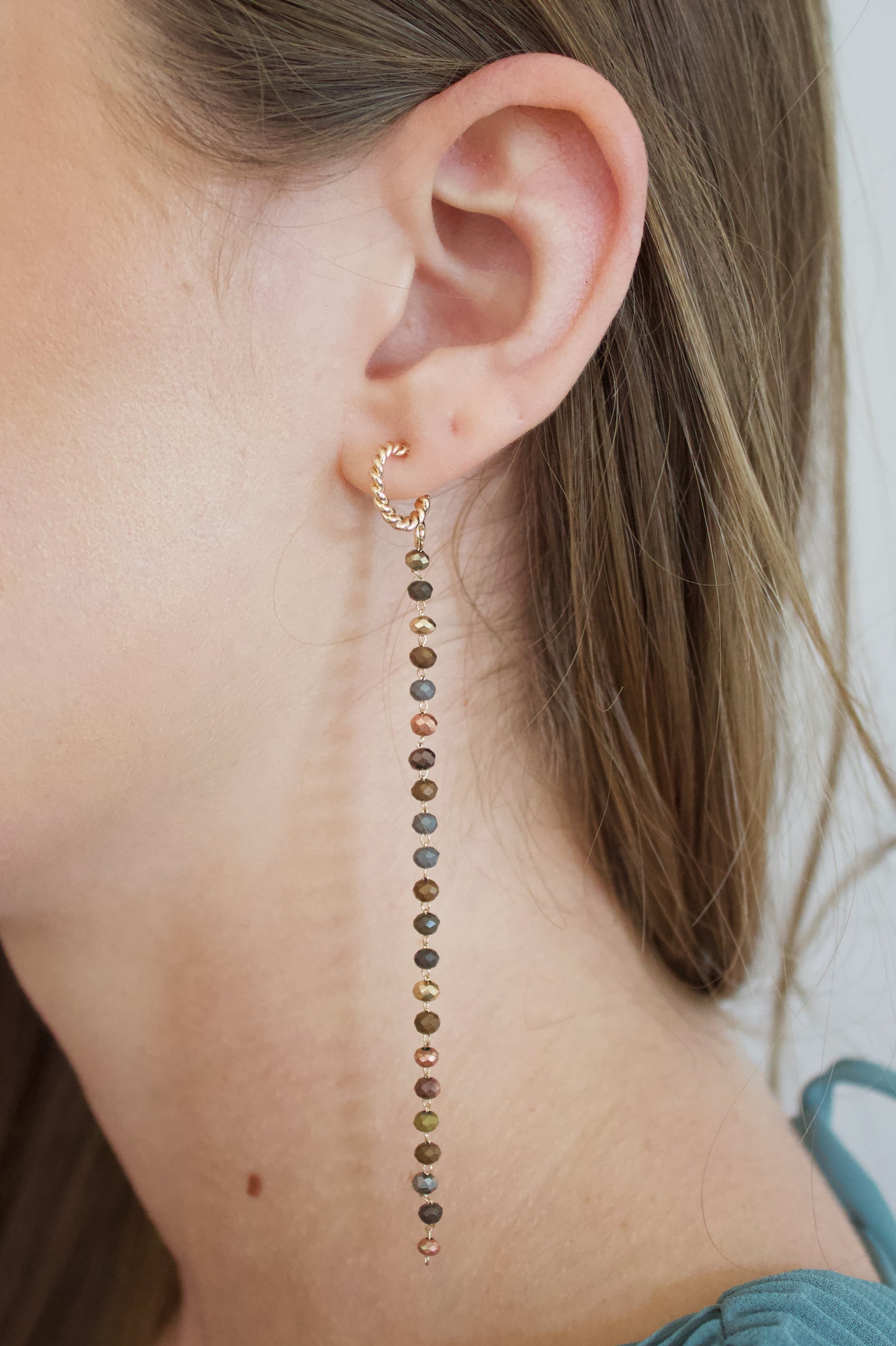 Metallic Bead Drop Earring