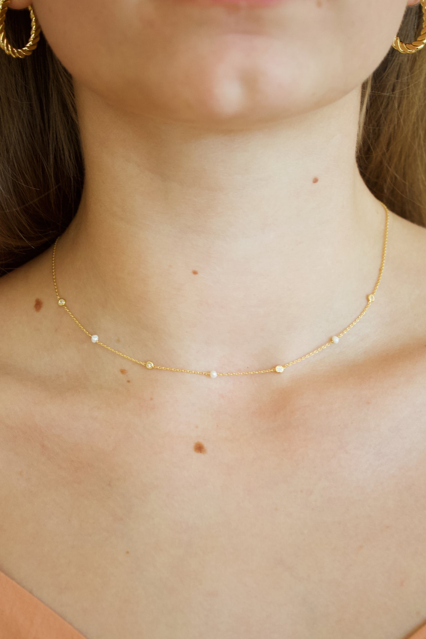 Chain Bead Station Necklace