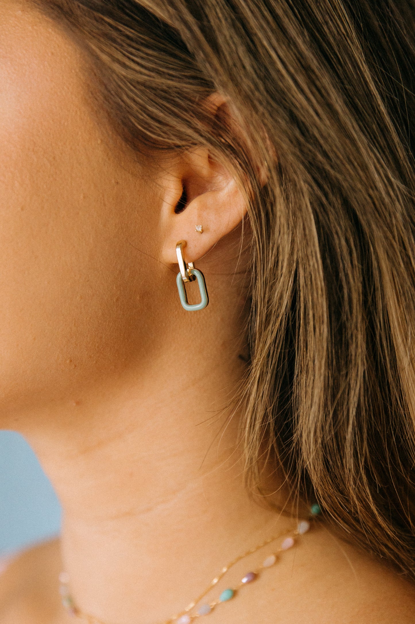 Epoxy Rectangle Link Earring
