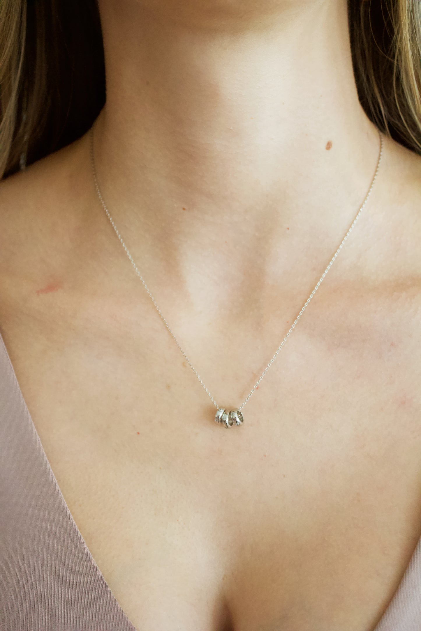 3 Ringed CZ Necklace