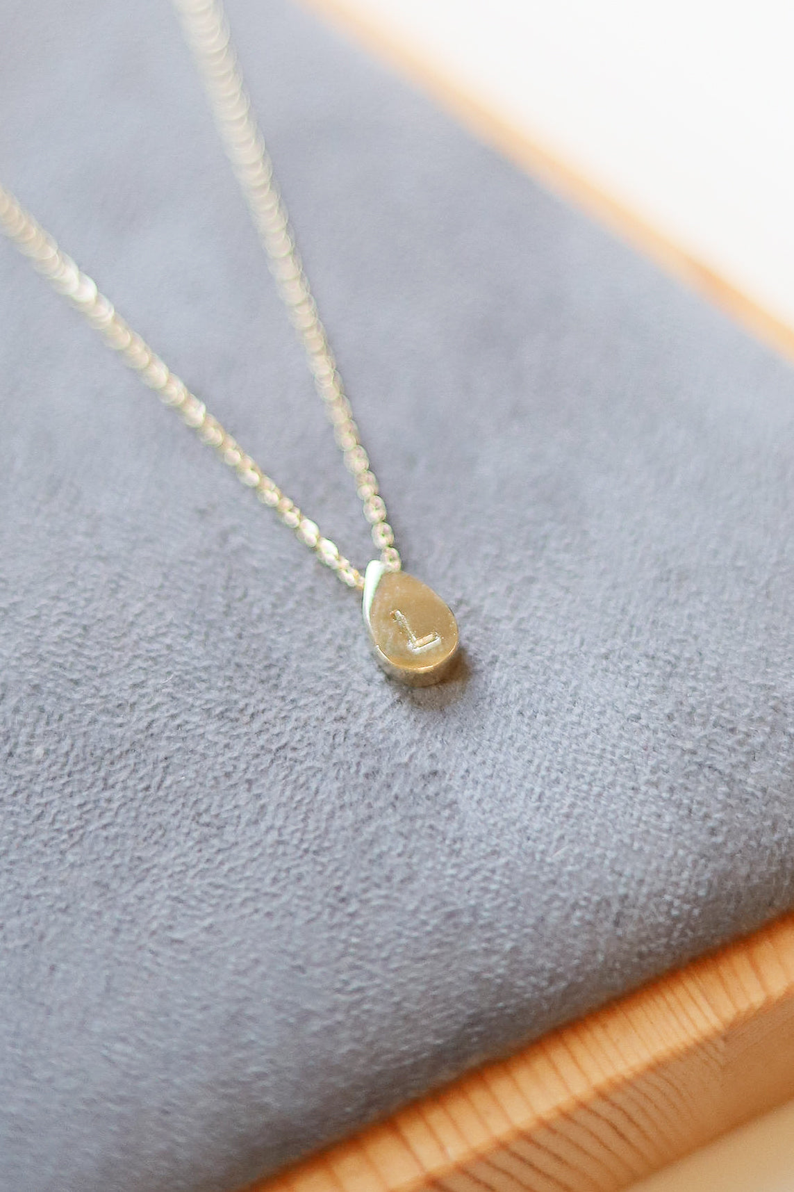 Gold Teardrop Initial Necklace