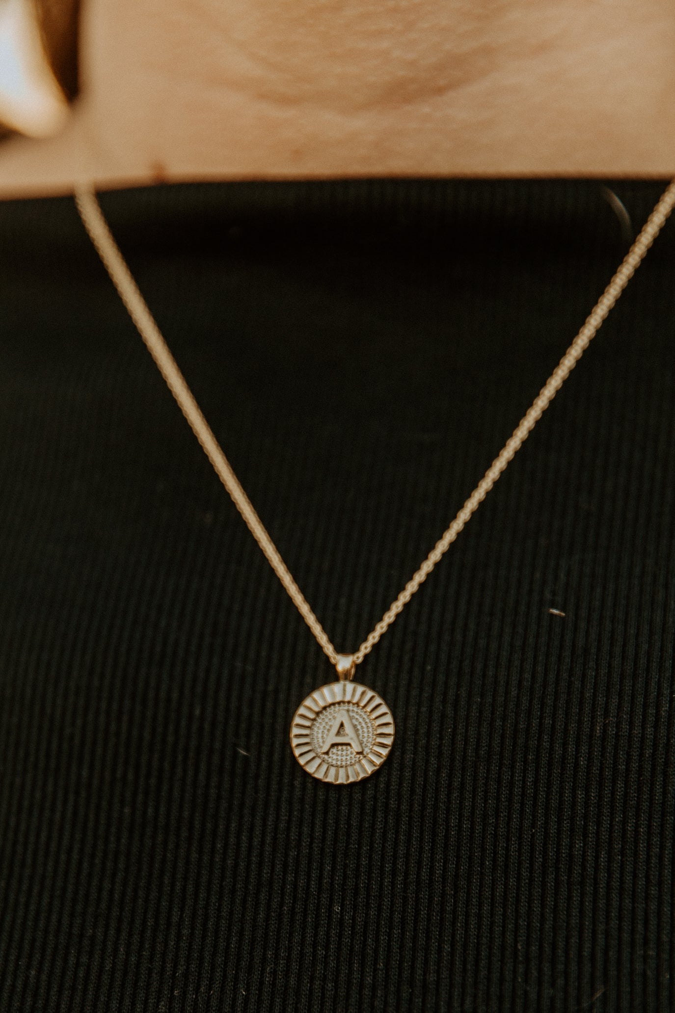 Letter Disc Gold Necklace (Multiple Letters)