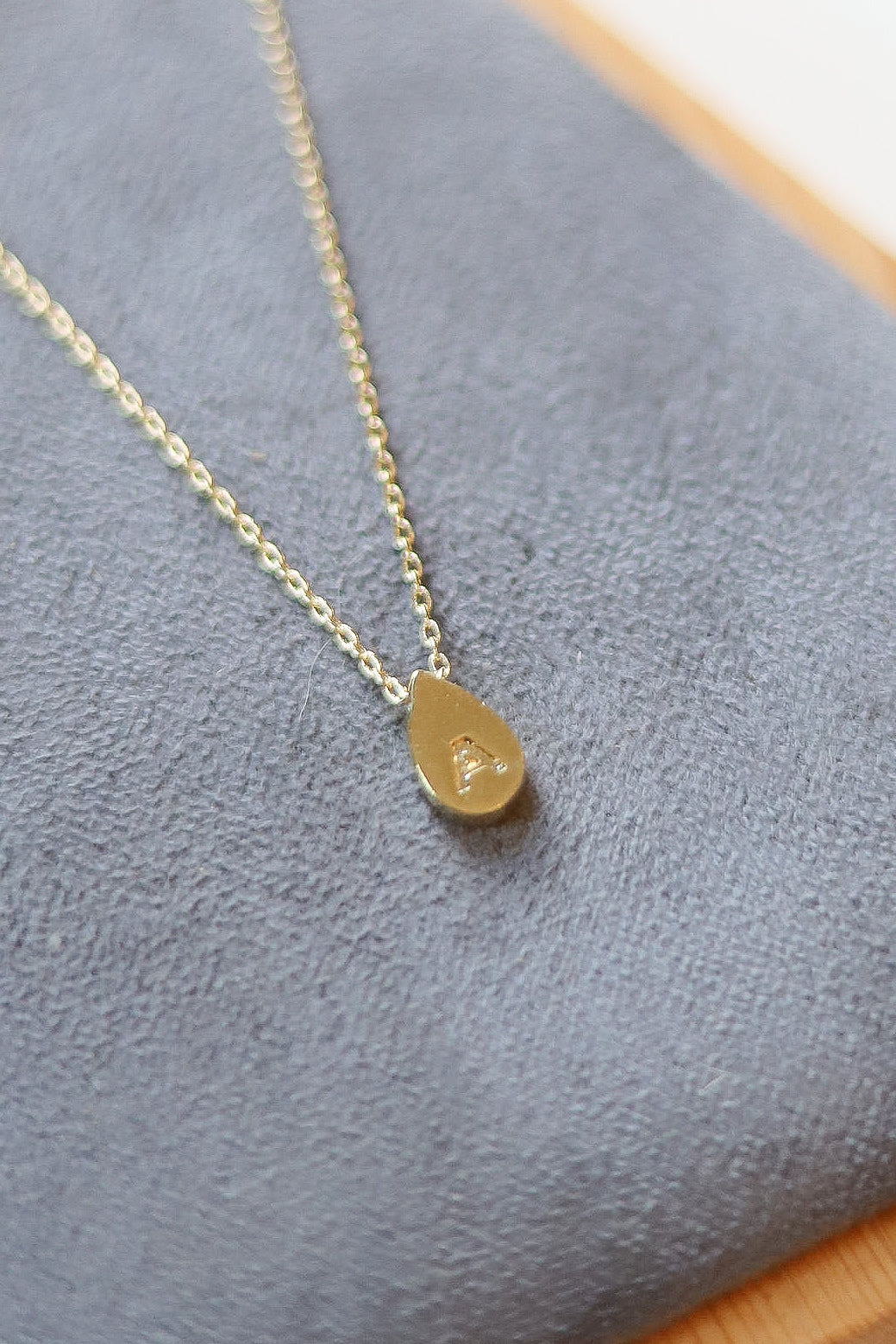 Gold Teardrop Initial Necklace