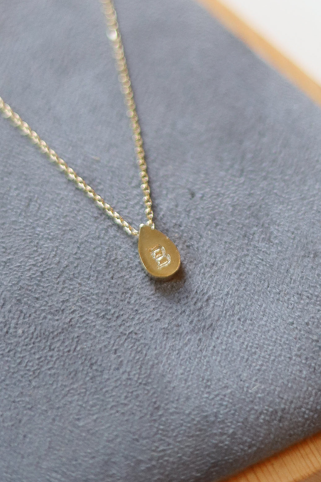 Gold Teardrop Initial Necklace
