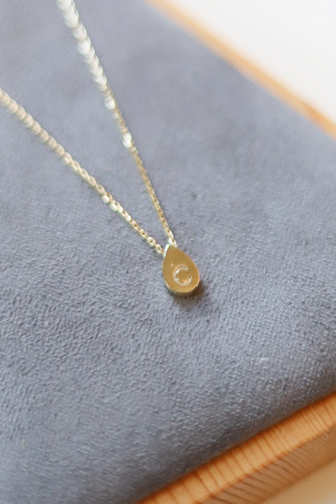 Gold Teardrop Initial Necklace