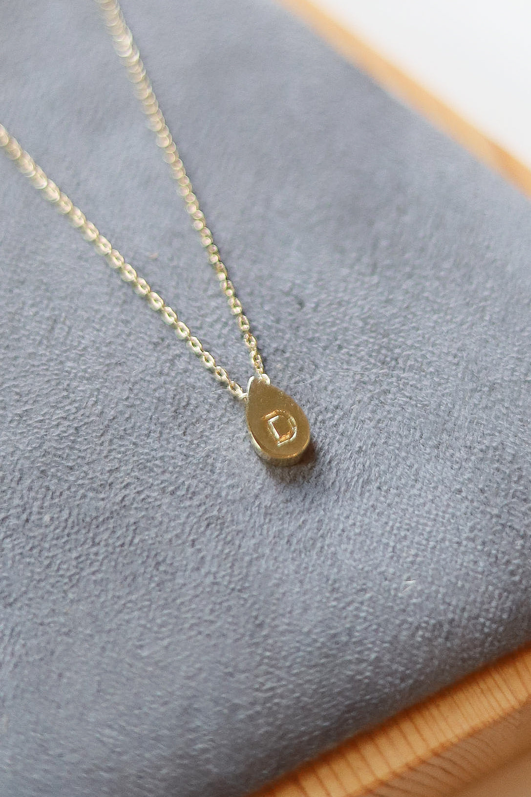 Gold Teardrop Initial Necklace