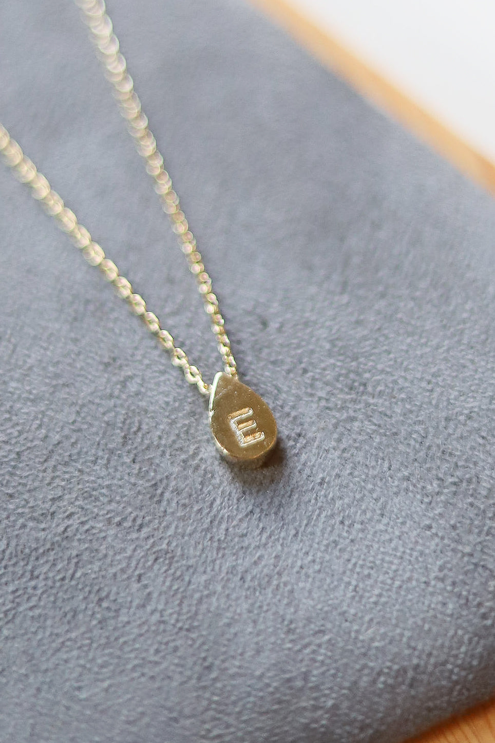 Gold Teardrop Initial Necklace