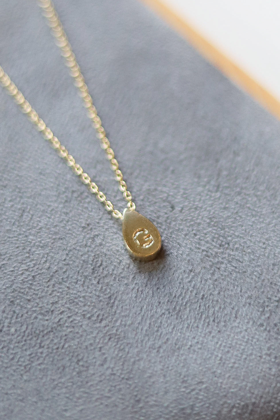 Gold Teardrop Initial Necklace