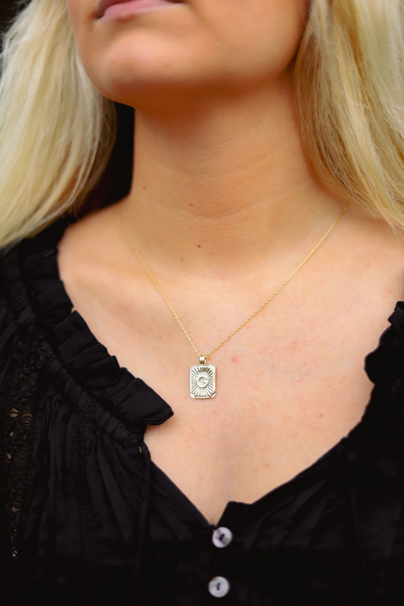 Rectangle Initial Necklace