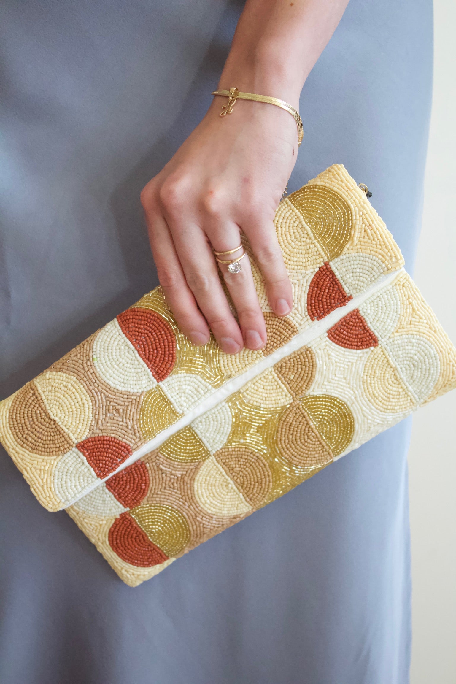 Beaded Envelope Clutch Crossbody Bag