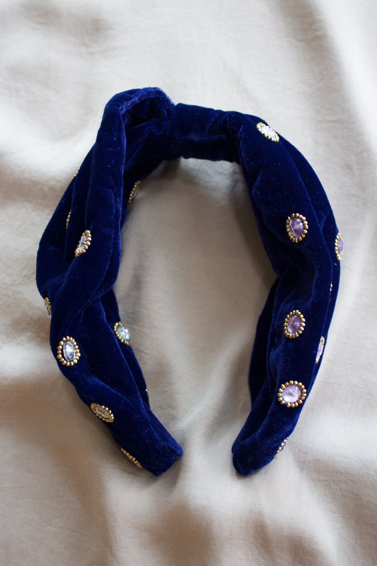 Seed Bead Circle Velvet Headband