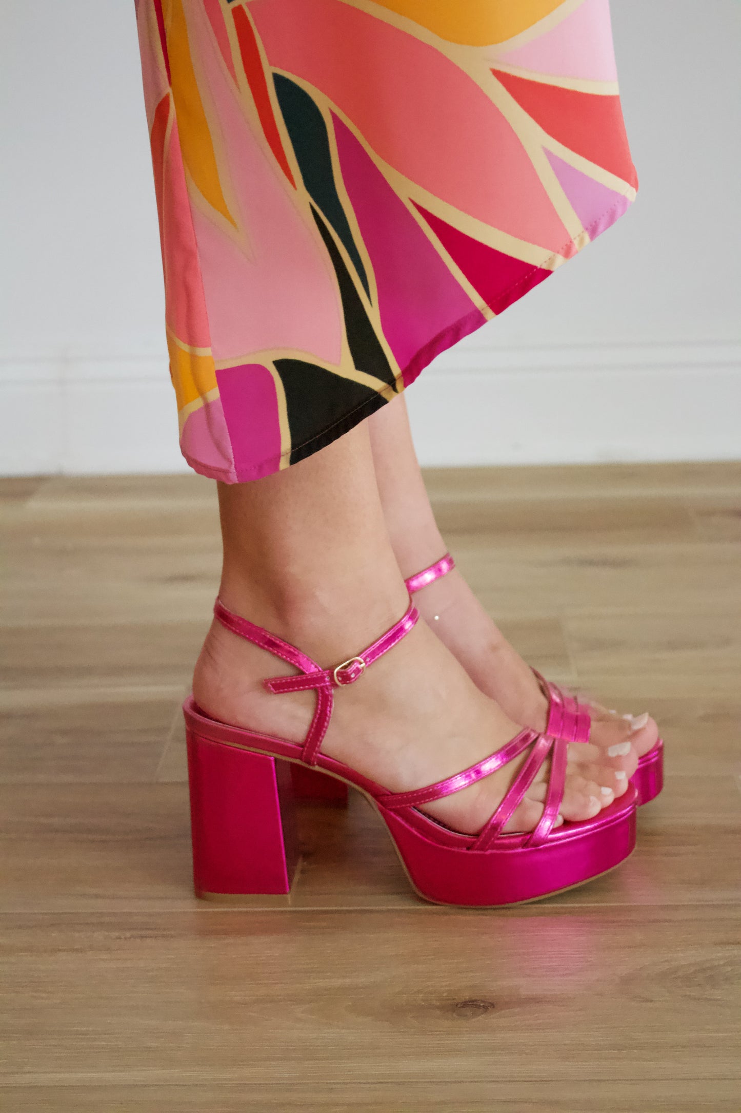 Strikeout Metallic Heels