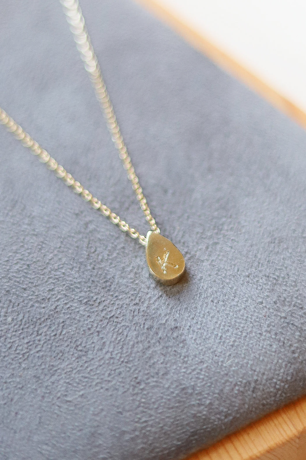 Gold Teardrop Initial Necklace