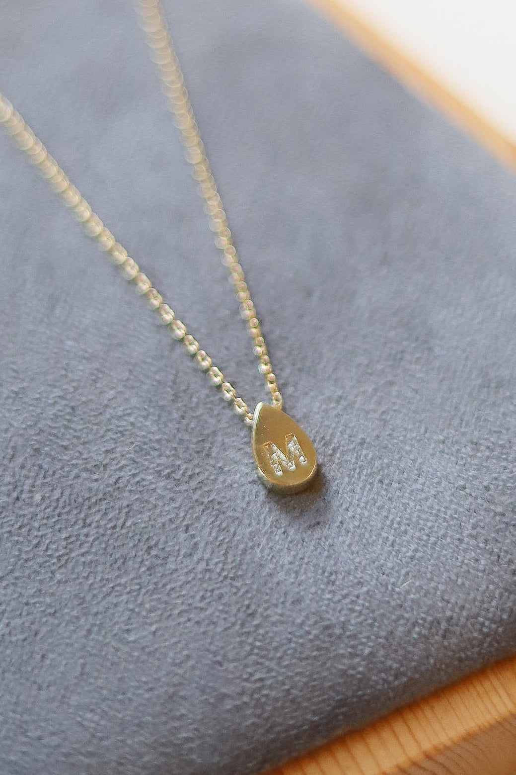 Gold Teardrop Initial Necklace