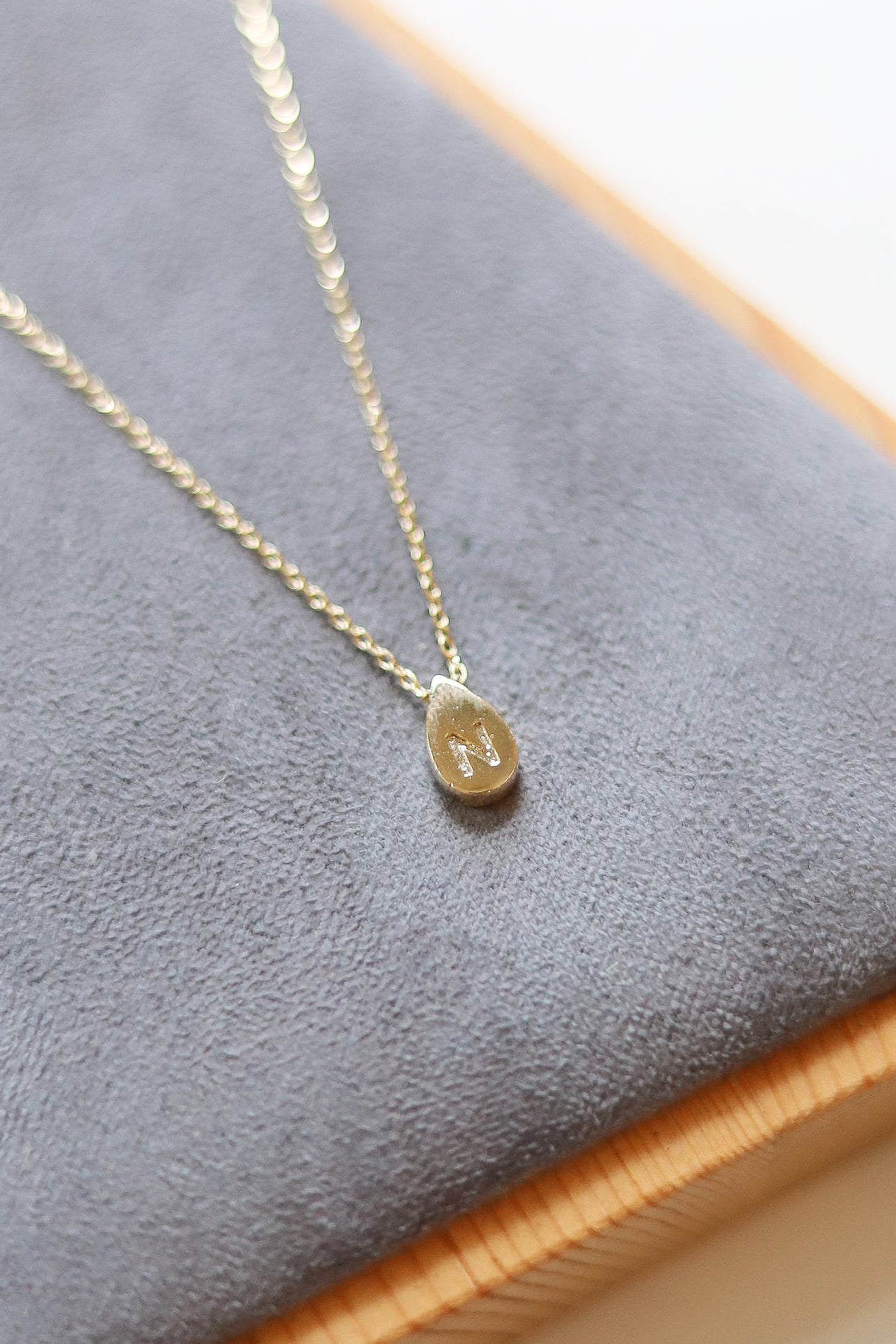 Gold Teardrop Initial Necklace