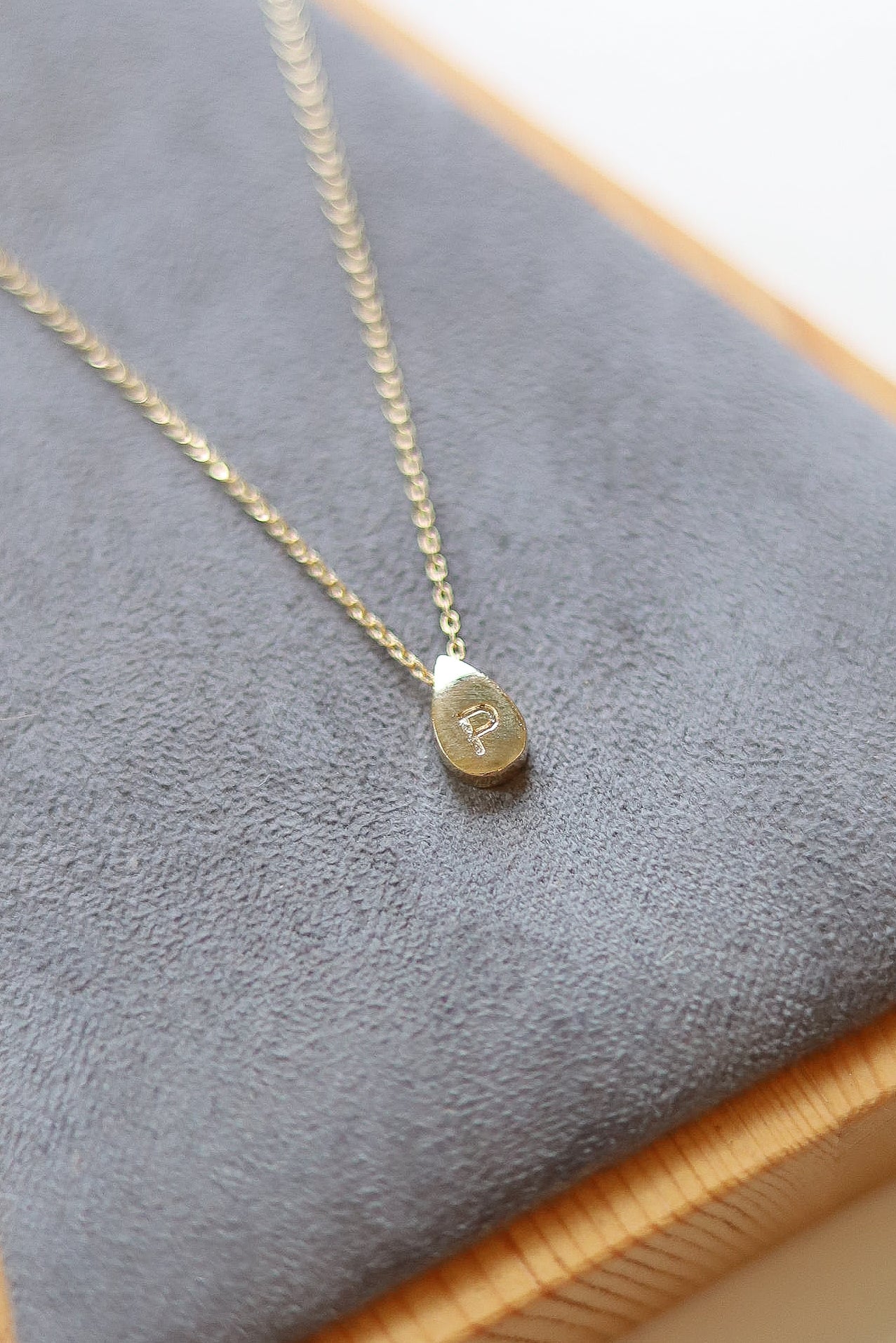 Gold Teardrop Initial Necklace
