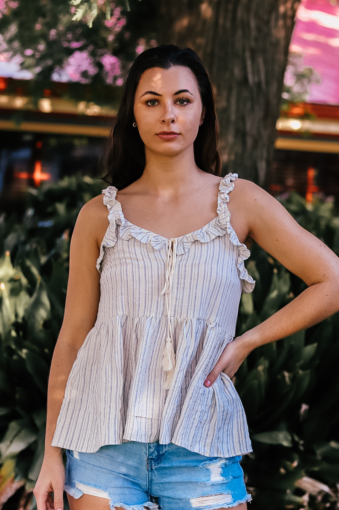 Stripe Peplum Top