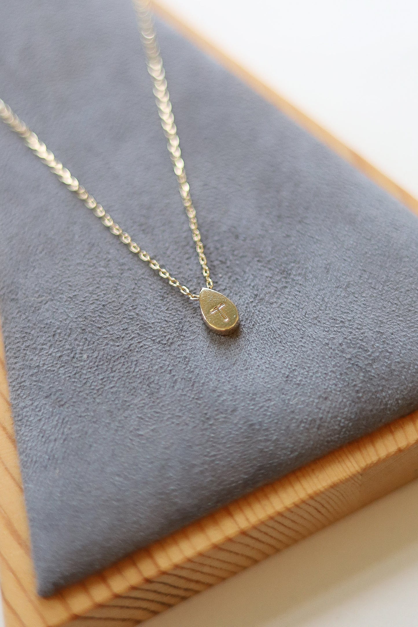 Gold Teardrop Initial Necklace
