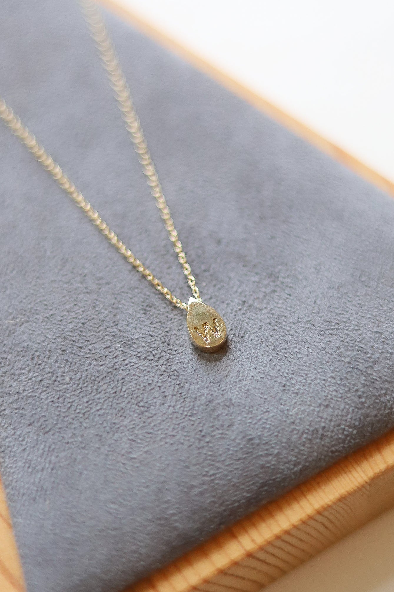 Gold Teardrop Initial Necklace